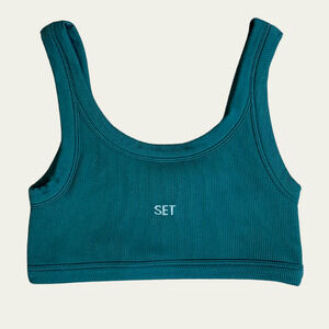SET ACTIVE SculptFlex Box Cut Sports Bra size Medium Teal Green Revolve